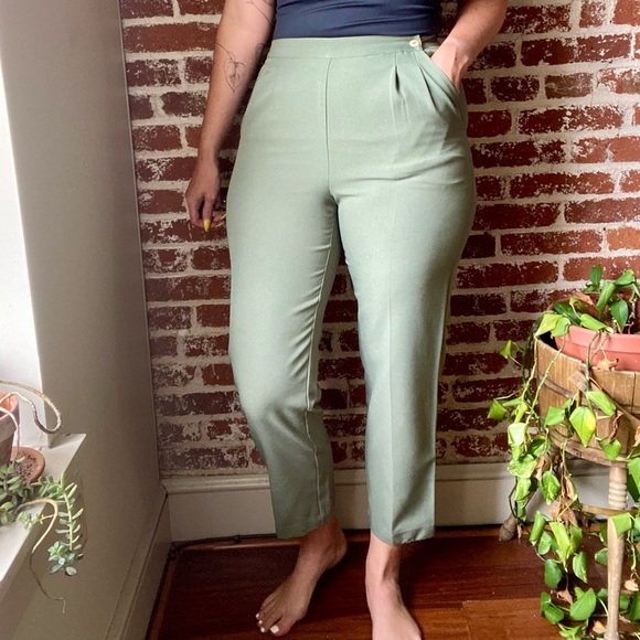 Y2K high rise sage green trousers - Picture 3 of 9